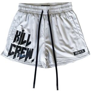 Kill Crew MUAY THAI SHORTS (MID THIGH CUT) - SILVER